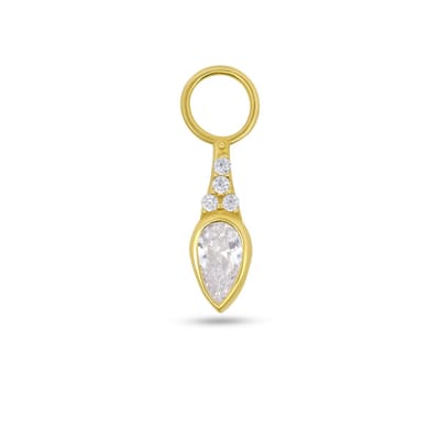 New Bling - 9NBG-O112 - 14K goud – Oorbelhanger - per stuk – Druppelvorm – Zirkonia