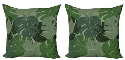 ABAKUHAUS Bosgroene decoratiekussen – 2x50x50 kussenhoezen – Camouflage palmblaadjes – Digitaal bedrukt