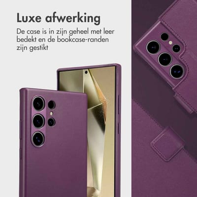 Accezz Hoesje - Geschikt voor Samsung Galaxy S24 Ultra - Leather Bookcase 2-in-1 met Magnetische Ring - Heath Purple