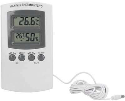 Draadloze digitale LCD-thermogeschikt voorer, geschikt voor binnen- en buitengebruik.