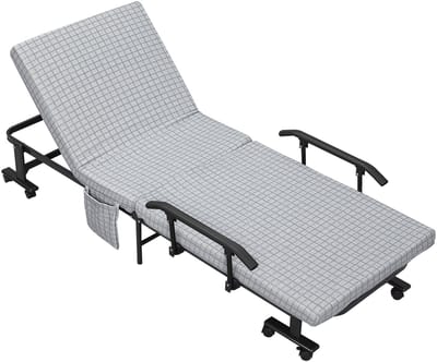 REDOM - 4-in-1 Klapbed – Inklapbaar Logeerbed – Met Verstelbare Rugleuning – Staal – Grijs – Voor Logeerkamer of Studio