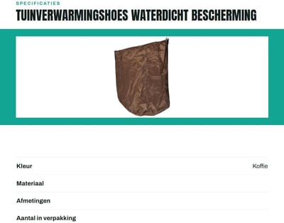 Dailygoods- Tuinverwarmingshoes Waterdicht - Zonwerend - Regendicht - Terrasverwarmingshoesbeschermer - 190 gecoat zilver polyester taffeta - Sterk beschermingsontwerp - Verwarmingshoes
