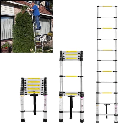 Telescopische Ladder Extensief Uitschuifbaar 3,2 Meter 11 Treden Aluminium Max 150 Kg