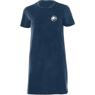 Jurassic Park White Women's T-Shirt Dress - Navy Acid Wash - XXL - Navy Acid Wash
