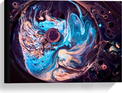 Canvas  - Paars/Blauwe Verfvlekken - 40x30cm Foto op Canvas Schilderij (Wanddecoratie op Canvas)