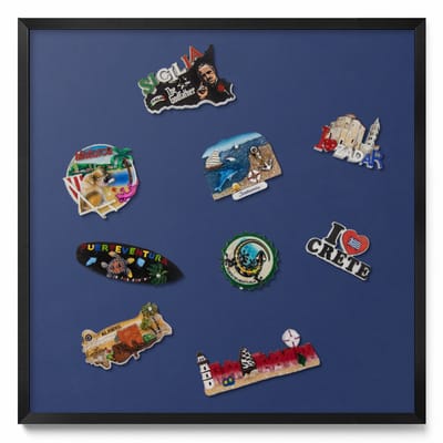 Tulup Magneetbord met Zwarte Frame - Marine Magneetbord in Effen Kleuren - 50 cm x 50 cm - Marineblauwe kleur - Design Magneetbord met Frame - Magnetisch Bord Muurbevestiging - Memobord voor Keuken