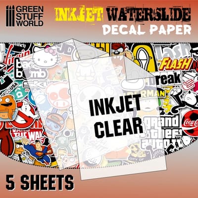 GreenStuffWorld Decal Paper - Clear Waterslide Inkjet Decal Papier - 5xA4