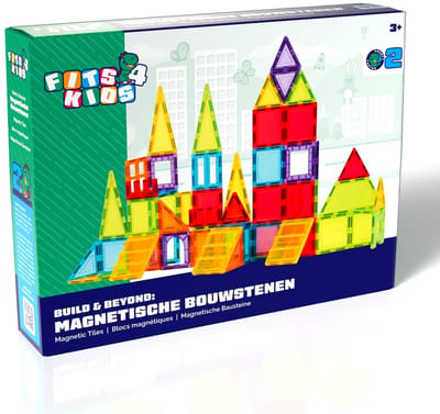 Fits4Kids® Magnetic Tiles - Build & Beyond - 66-delig - Magnetisch Speelgoed - Bouwstenen - Montessori - STEM Speelgoed - 3+ jaar