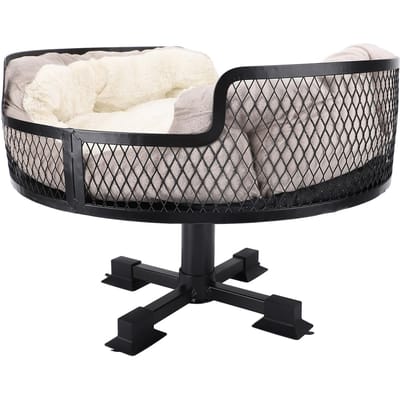 Kat Bureau Bed Roestvrij Staal Stijlvol Metaal Verhoogd Bureau Huisdierenbed Rond Bureaublad Huisdierenbed voor Home Office Studie gray