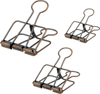 Papierklem Metaal, 3 maten S, M, XL - 3 Papier Klemmen - Binderclip - Klem voor Bullet Journal - Metalen Papier Klem