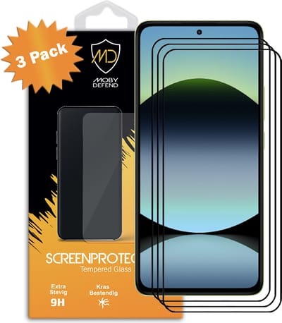 3-Pack MobyDefend Screenprotectors - Geschikt voor Xiaomi Redmi Note 14 4G - Screensavers Met Zwarte Randen - Gehard Glas