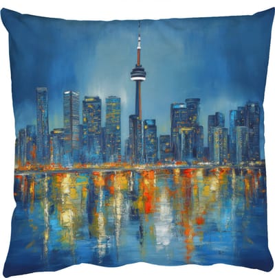 Sierkussens - Kussentjes Woonkamer - 50x50 cm - Skyline Toronto - Water - Stadslichten - Toren