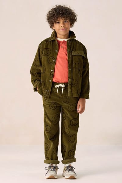 Sissy-Boy - Donkergroene corduroy broek met smileys