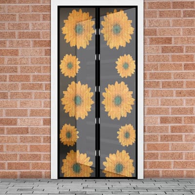 Magnetisch Deurgordijn Tegen Insecten – Hor met Magneten – Bloemenpatroon – 100 x 210 cm – Zelfsluitend – Met Klittenband – Wasbaar en UV-Bestendig – Voor Deur en Balkon [11398A]