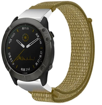 Stoffen nylon bandje geschikt voor Garmin Fenix 9 (Pro) 51mm / Fenix 8 (Pro) 51mm / Garmin Fenix 7x (Pro - Sapphire Solar) / Fenix 6x (Pro - Sapphire) / Fenix 5x (Plus) / Fenix 3 / Epix Pro (Gen 2 - 51mm) / Enduro 1-2-3 / Quatix 7x-8 (51mm) - Groen