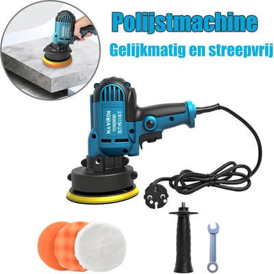 Auto-polijstmachine, dual-action bufferapparaat, 6-delige auto-polijstset, variabele snelheden tot 5500 RPM, auto-buffer/polijstmachine voor waxen, detailing & krassen verwijderen, wisselstroom