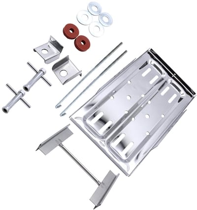 Accubak Set - Universele Houder - Auto Accu Bevestigen - Roestvrij Staal - 45 x 20 x 8 cm - Zilver