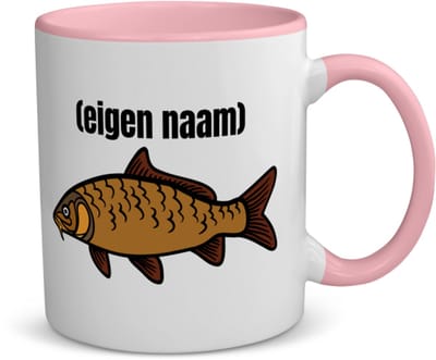 Akyol - vis met eigen naam koffiemok - theemok - roze - Vis - vissen liefhebbers - iemand die houdt van vissen - verjaardag - cadeau - kado - 350 ML inhoud