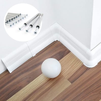 PVC Bevestigingspunt Rechts voor Laminaat-Look Plinten 62 mm Wit