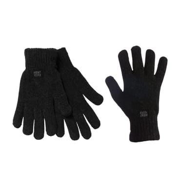 Heatkeeper - Gebreide thermo handschoenen dames - Chenille - Zwart - One Size - 2-Paar