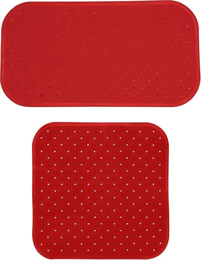MSV Douche/bad anti-slip matten set badkamer - rubber - 2x stuks - terracotta - 2 formaten