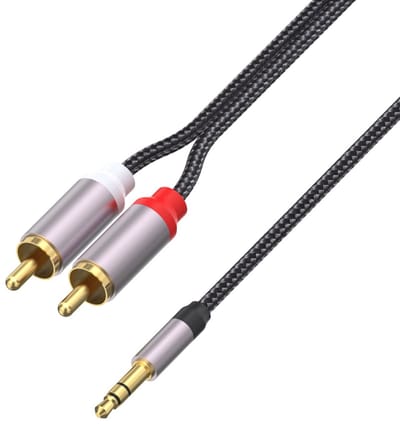 AUX naar RCA Audiokabel (120cm) | Headphone Jack 3.5mm male naar Rood en Wit Tulp Converter Adapter | LB-H233