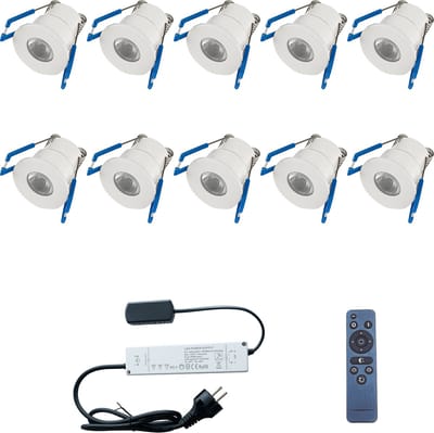 LED Veranda Spot Complete Set - Velvalux - 10 Stuks - 3W - Natuurlijk Wit 4000K - Dimbaar - Waterdicht IP65 - Inbouw - Rond - Mat Wit - Aluminium - 12V