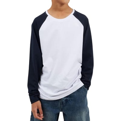 Brave Soul Raglan-T-shirt met lange mouwen voor jongens (Wit/Zwaar)