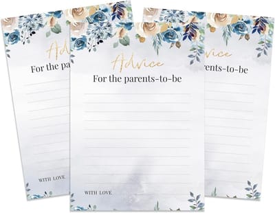 50 Babyshower Advieskaarten Bloementhema - Leuke Spelletjes voor Jongen of Meisje