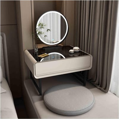 Kaptafel met LED Spiegel - Make-up tafel Bureau - Schoonheidsroutine - Verstelbare Helderheid - 60 cm - Zwart