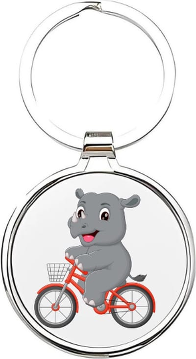 Akyol - Neushoorn Sleutelhanger - neushoorn - dierenliefhebbers - Dierentuindieren - rhino - Badak - safari - witte neushoorn - grijze neushoorn - Afrikaanse neushoorn - zoogdieren - dieren - hoefdier - 4 x 7,5 CM