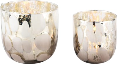 Dekoratief | Set 2 theelichthouders 'Smudge Chic', glas, 12x12x12cm | A248012