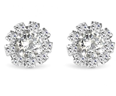 Magneet oorbellen strass zilverkleur 10 mm