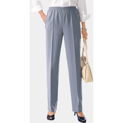 Onderhoudsarme broek CARLA met elastische tailleband - grijs - Gr. 48 van Goldner Fashion