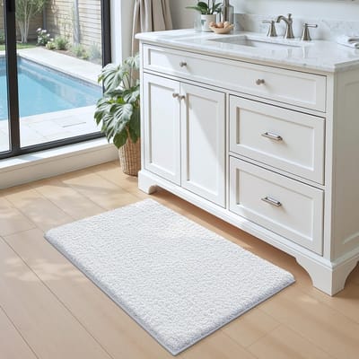 Extra Dikke Badmat 40x60cm, Waterabsorberend en Antislip, Machinewasbare Badkamerkleed voor Douche en Bad, Wit