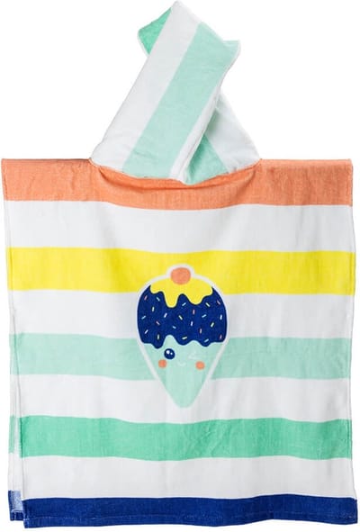 Eurekakids Handdoek Poncho - Badcape met Capuchon - Icecream - Zacht en Degelijk - 70 x 59 cm