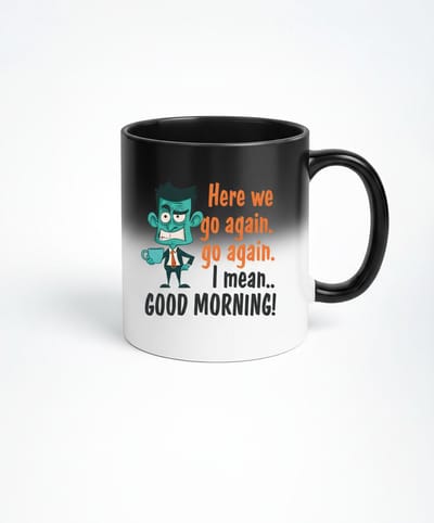 Magische Koffiemok "Here We Go Again" - Zwart Thermisch Veranderend