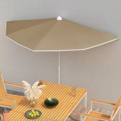 vidaXL - Parasol - half - met - paal - 180x90 - cm - taupe