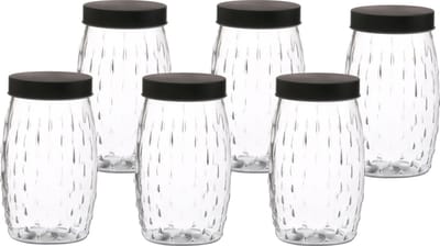 Urban Living voedsel keuken voorraadpot - 6x - bewaarpot - Mora - 2 Liter - glas - transparant/zwart - D13 x H22 cm - weckpotten