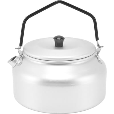 Bouilloire de Camping Légère en Alliage d'Aluminium Portable Théière de Camp Cafetière pour Barbecue en Plein Air Argent L white