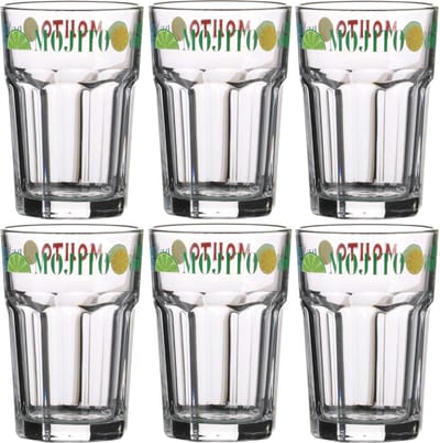 Urban Living Cocktailglazen Mojito - gedecoreerd glas met tekst - 6x stuks - 365 ml