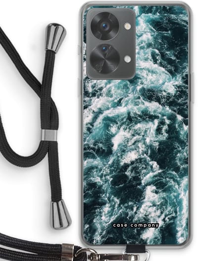 Case Company® - Hoesje met koord geschikt voor OnePlus Nord 2T hoesje met Koord - Zee golf - Telefoonhoesje met Zwart Koord - Bescherming aan alle Kanten en Over de Schermrand