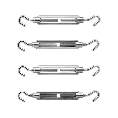 4x stuks spanschroeven / draadspanner RVS 9 cm - spanmoer / schroefspanner - klusbenodigheden - op spanning brengen van kabels, touw en kettingen