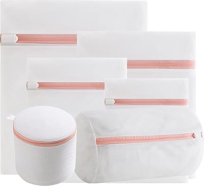 Intirilife Set van 6 Wasnetten Waszakken in verschillende maten, gemaakt van wit polyester - Om kwetsbaar wasgoed te beschermen tegen beschadiging