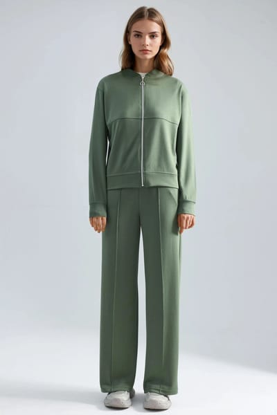 Modal Touch Gevoerd Sweatshirt & Geribbelde Broek Set