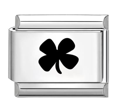 Quiges - Schakel - Bedel - 9mm - charms - Laser Klaverblad - Geschikt voor - armband - Schakelarmband - italy bedels armband
