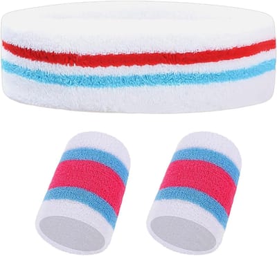 Set van 3 Clip-on Kleurige Sport Haarbanden en Armbanden, Zweetbestendig en Vochtabsorberend, Ideaal voor Sport en Beweging voor Mannen, Vrouwen en Kinderen