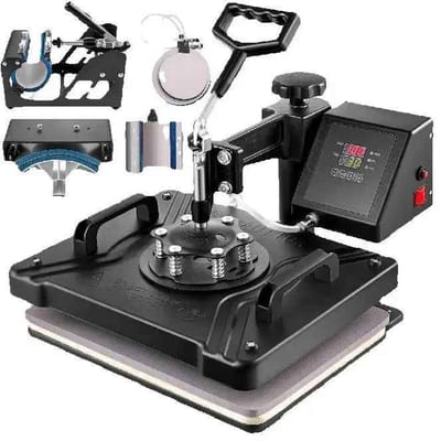 CORE 6-in-1 Warmtepers - Multifunctionele Sublimatiepers - T-shirt Persmachine - Warmte Transfer Printer - Voor T-Shirts Mokken Latte Mokken Petten Borden en Flessen - Professionele Transferpers voor DIY en Bedrukking - 38.5x29.5x35.5cm - Zwart