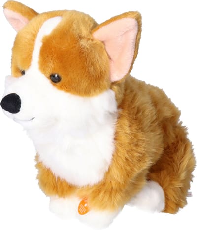 Hermann Teddy Knuffeldier Corgi hond - zachte pluche stof - premium knuffels - bruin/wit - 30 cm