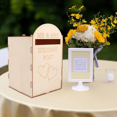 Candala Bruiloft brievenbus houten cadeaukaart brievenbus rustieke bruiloft gift kaarthouder doos voor bruiloft partij decoratie, koninklijke post stijl, plat pakket, zoals afgebeeld